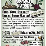 CSA Fair – Sunday, March 20 at Cultivate Coffee & TapHouse