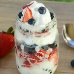 Red, white and blueberry parfait